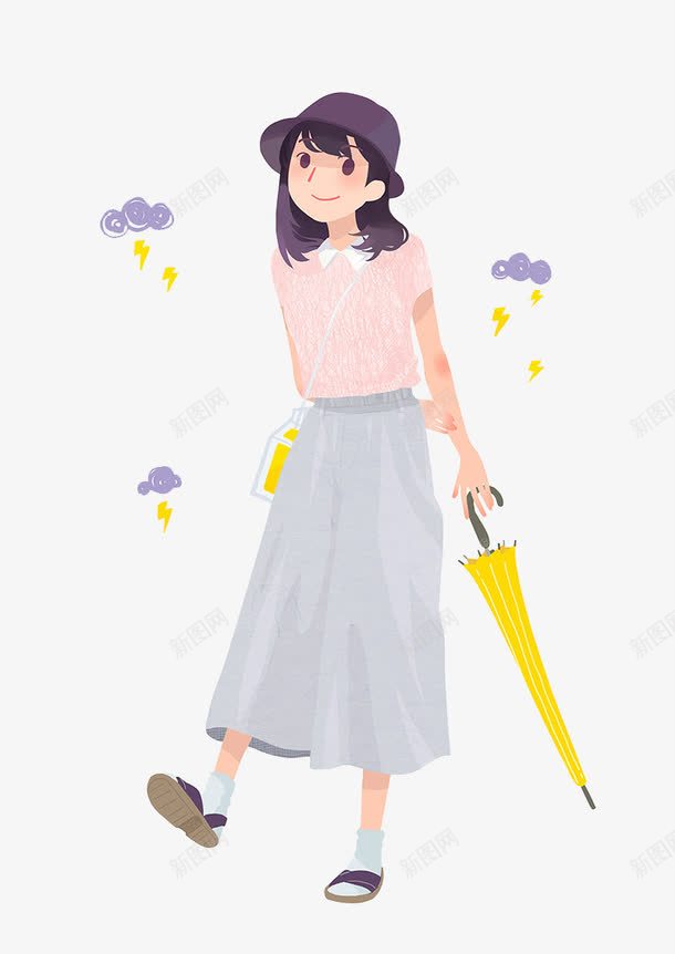 卡通人物png免抠素材_新图网 https://ixintu.com 下雨 少女 自由 随心所欲 青春