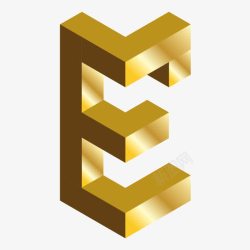 E字体设计金色c4d英文字母E立体艺术字高清图片