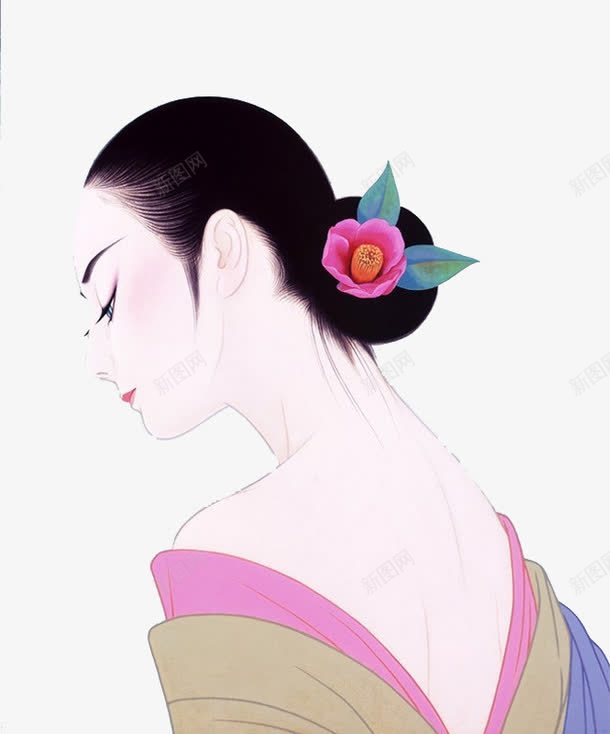 美女png免抠素材_新图网 https://ixintu.com 和服 手绘人物 日本 民族文化