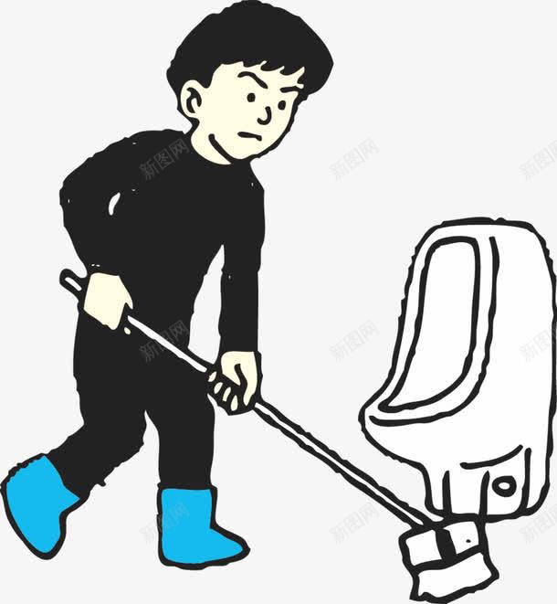 厕所打扫中png免抠素材_新图网 https://ixintu.com 公德 公益 厕所文明 打扫卫生 搞卫生 文明 清洁