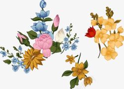 梦幻鲜花背景手绘唯美复古花卉高清图片