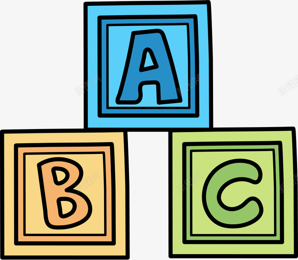 ABC字母积木png免抠素材_新图网 https://ixintu.com ABC字母 卡通 手绘 教育教学 方块 矢量图案 积木