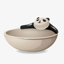 熊猫碗手绘卡通熊猫碗餐具装饰海报高清图片