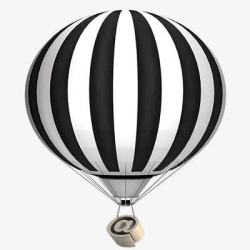 黑白条纹热气球装饰元素素材