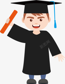 创意毕业证书穿学士服的男孩高清图片