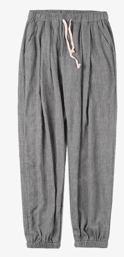 灰色长裤中国风灰色棉麻哈伦裤高清图片