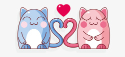 简约情侣卡通可爱的猫咪情侣高清图片