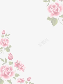 粉色水彩花朵边框素材