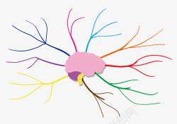 彩色放射线状大脑思维分析导图素材