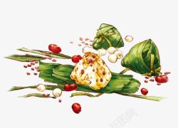 红枣糯米圆卡通手绘端午节粽子高清图片