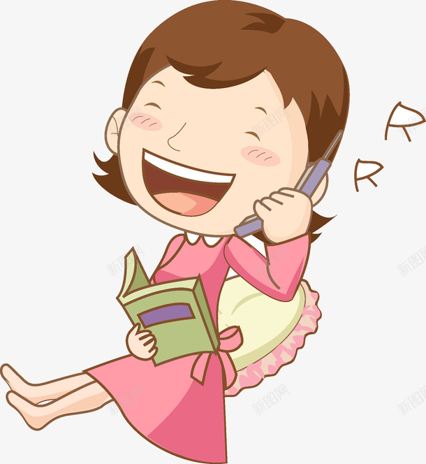 大笑的女人png免抠素材_新图网 https://ixintu.com 书本 书籍 大 大笑 大笑脸 妈妈 张嘴 张嘴的人 打电话的女人 水彩 看书