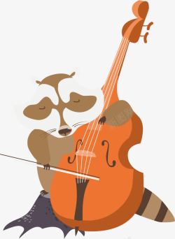 水彩大提琴拉大提琴的松鼠高清图片