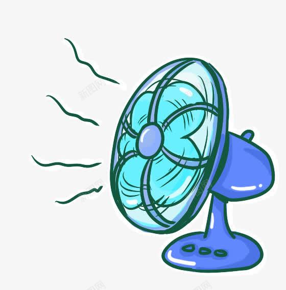 卡通电风扇png免抠素材_新图网 https://ixintu.com 冷风 卡通 手绘 水彩 电力 电风扇 蓝色 装饰