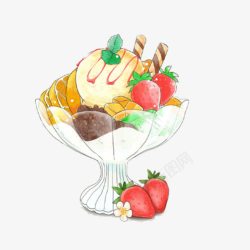色彩画食物水果冰淇淋球手绘画片高清图片