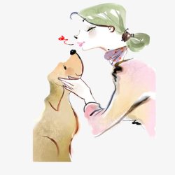 卡通人物狗狗素材女孩和她的狗高清图片