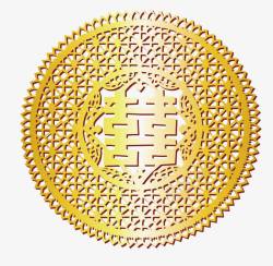 中式婚礼设计金色的囍字高清图片
