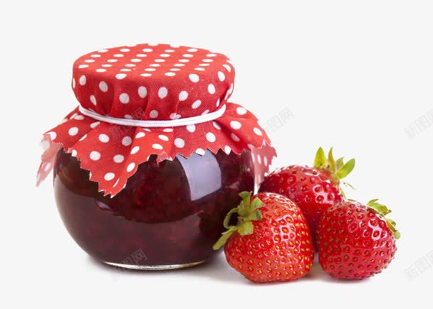 草莓酱罐头png免抠素材_新图网 https://ixintu.com 水果酱 甜品 美食 草莓 装饰