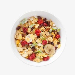 混合营养产品实物草莓水果燕麦片高清图片