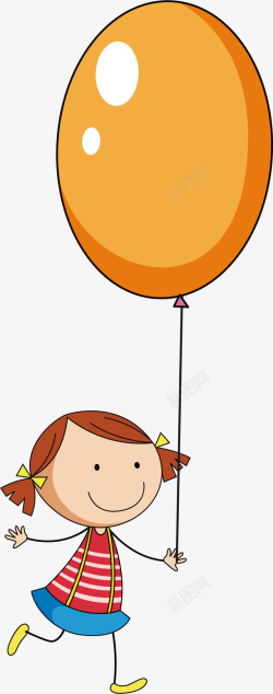 女孩拿气球矢量图素材