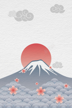 日本女性矢量古风日本富士山樱花背景高清图片