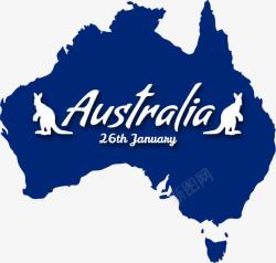 蓝色澳大利亚地图素材