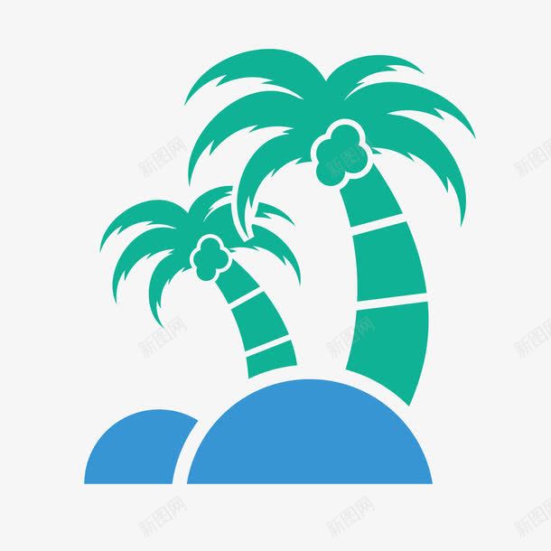 卡通绿色椰子树简笔画png免抠素材_新图网 https://ixintu.com 俯视椰子树 手绘图 树叶 植物 椰子 椰子树 沙滩 海边