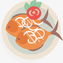 高档烤鱼装饰卡通吃货节美味食物高清图片