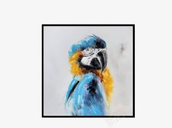 北欧抽象画鹦鹉油画高清图片