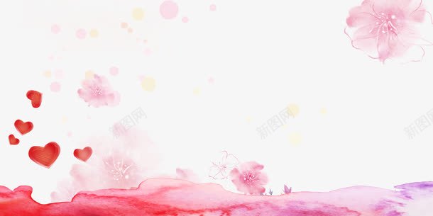 粉色水彩装饰png免抠素材_新图网 https://ixintu.com 唯美 墨迹 水墨 水彩 泼溅 爱心 粉色 花卉 花瓣