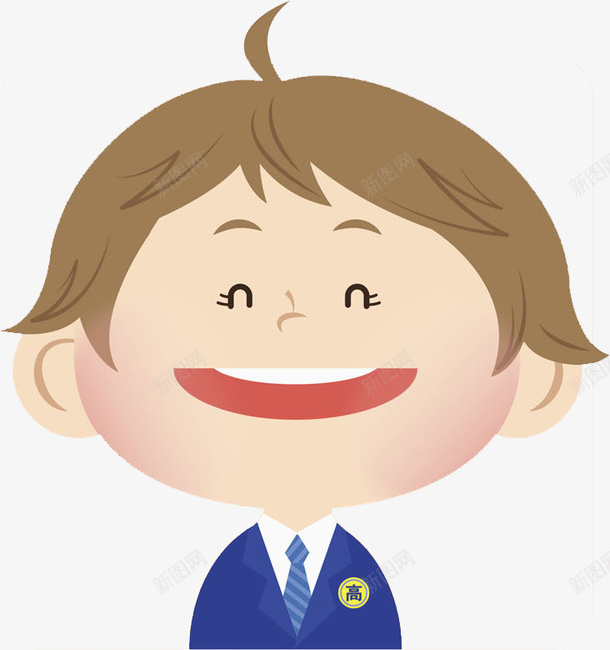 一个开心笑的学生png免抠素材_新图网 https://ixintu.com 卡通 嘴巴 开心 微笑 手绘 男士 眼睛 短发