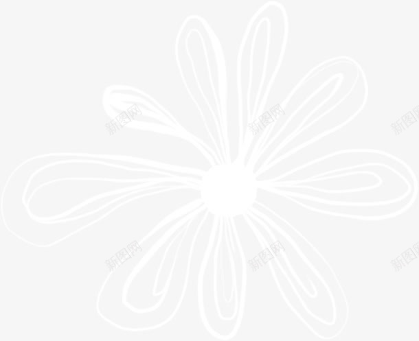 手绘白色线条花朵png免抠素材_新图网 https://ixintu.com 白色 线条 花朵