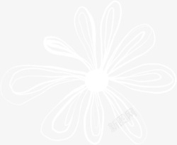 手绘白色线条花朵素材