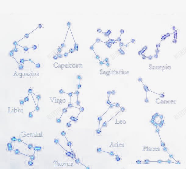 十二星座png免抠素材_新图网 https://ixintu.com 十二星座图案 方位 星空 行星 运势