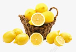 切开的果子一篮柠檬高清图片