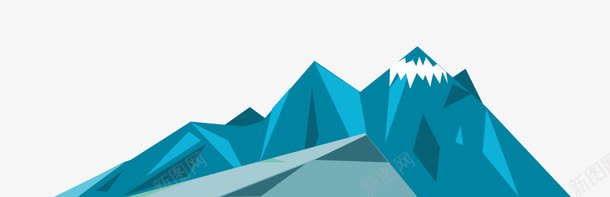 旅游扁平山png免抠素材_新图网 https://ixintu.com 几何体 形象 扁平 蓝色 角度