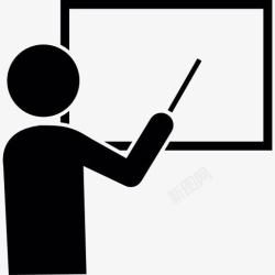 教学白板男性卡通指着白板图标高清图片