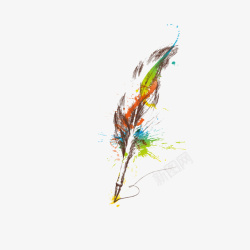 羽毛线彩色创意钢笔元素高清图片
