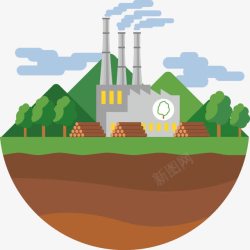 二氧化碳排放卡通工厂废气排放图标高清图片