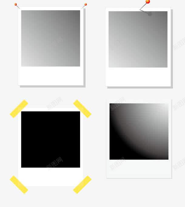 黑白相框png免抠素材_新图网 https://ixintu.com 排列 照片墙 画框 相纸 矢量相框 黑白相框