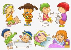 女厕所儿童日常生活矢量图高清图片