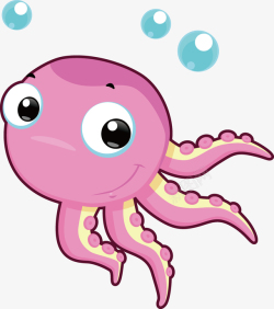 卡通小章鱼手绘卡通海洋生物小章鱼矢量图高清图片