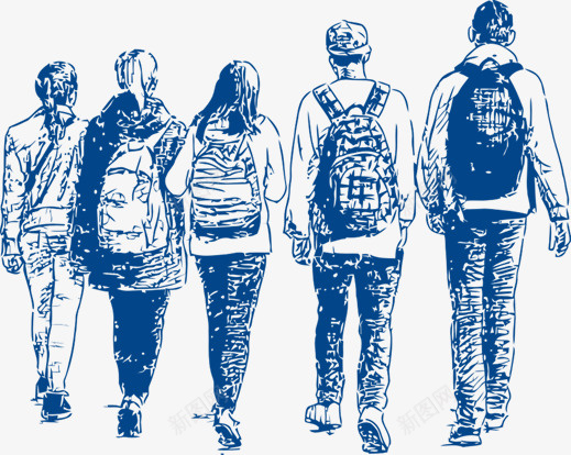 蓝色的背包学生png免抠素材_新图网 https://ixintu.com 学生 手绘 背包 蓝色