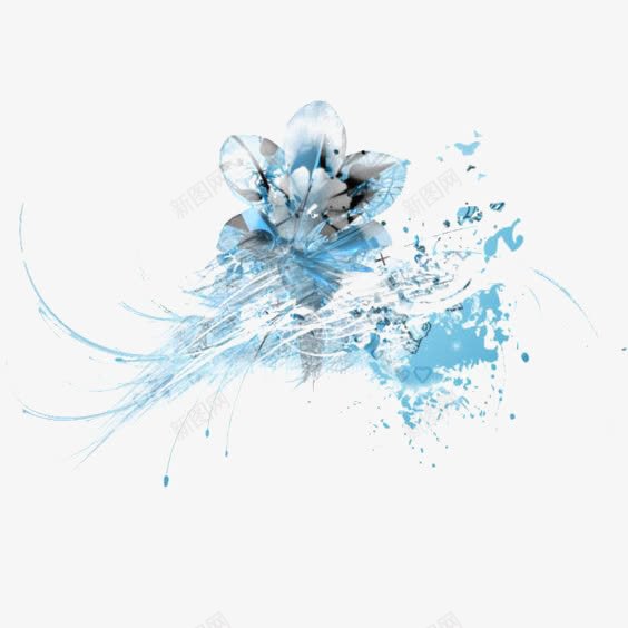 水墨花朵png免抠素材_新图网 https://ixintu.com 创意小花 喷溅 水墨 水彩花朵 蓝色花朵