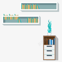 办公室装修报价装修办公室书房室内书架书柜摆设矢量图高清图片