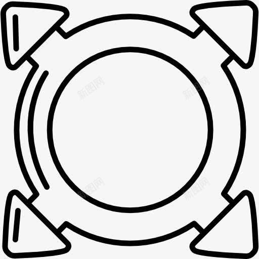 四个箭头围绕一个圆圈勾勒的形状图标png_新图网 https://ixintu.com 四 围绕 圆 圆形 形状 概述 笔画图标 箭头 轮廓