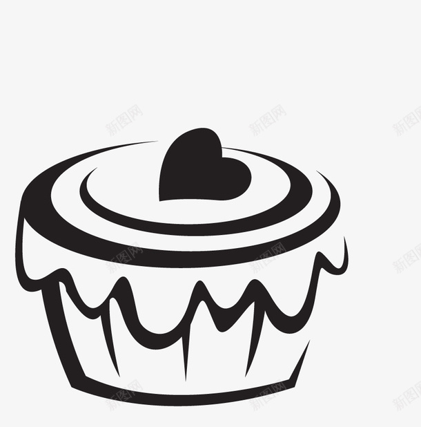 爱心图案蛋糕图标png_新图网 https://ixintu.com 卡通 图案 圆形 爱心 简笔 线条 蛋糕 黑色