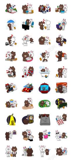 可爱摩丝表情标可爱卡通动物熊兔子多表情标图标高清图片