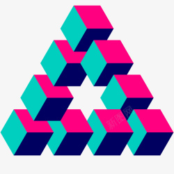 三维立体几何设计样本多色三角形立体插画高清图片
