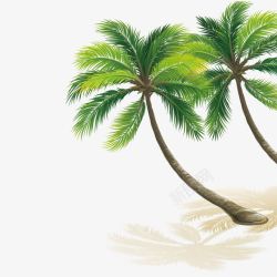 椰树海岛标贴小清新海岛游矢量图高清图片
