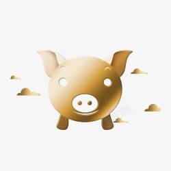 金色小猪可爱元素素材